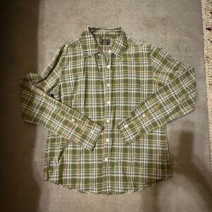 Abercrombie & Fitch Green White Plaid Button Down Shirt Women’s Small